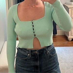 Zara ribbed mint long sleeve in medium